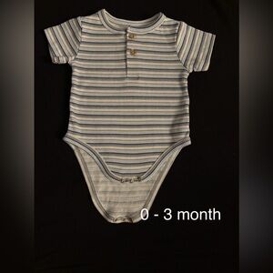 Striped Blue and White Baby Onesie